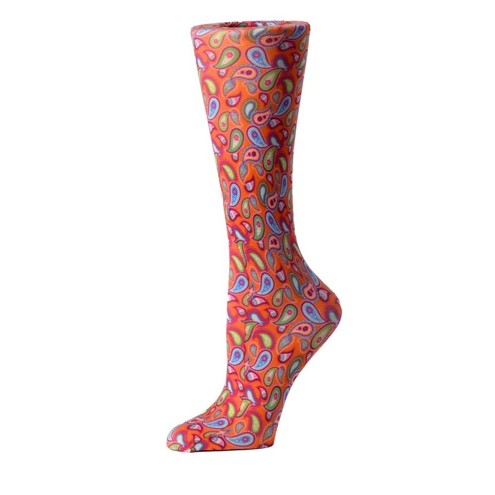 New Bright Paisley 10-18 mmHg Graduated Compression Sock sz 6-12 Calf‎ Circ 18"